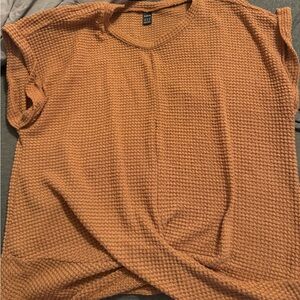 SHEIN Textured Short Sleeve Top in Warm Orange